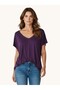 Women's Front Back V Neck Relaxed Fit Viscose Combed Cotton Short Sleeve T-Shirt