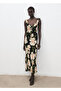 Floral Patterned Dress with Flywheel Detail - 2