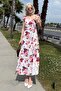 Pink Floral Connectable Strap Midi Length Women's Dress Mg2465 - 3