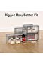 15-Pack X-Large Clear Plastic Shoe Storage Box, Stackable with Interlocking Design, Foldable Bins with Lids, for Sneakers Closet, Black - 2