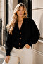 Women's Black Hair Braided Patterned 4 Button Knitwear Cardigan - 5