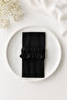Set of 2 Black Linen Fabric 3-Compartment Spoon Holder / Fork-Spoon-Knife Case with Ruffle Detail - 3