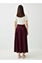 Ruched Detail Skirt - Burgundy - - 6