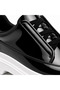 Black Patent Leather Elastic Men's Shoes - Laceless Shiny Smart Casual Premium Sneaker Kb 703 - 4