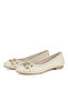 , Women's Genuine Leather Ballerinas 161359Z255 Ecru - 7