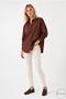 Women's Brown Oversize Long Sleeve Basic Shirt - 6