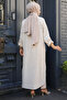 Striped Beige Hijab Tunic 10521Bej - 3
