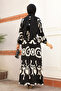 Black Patterned Hijab Dress - 23433s - 3