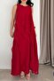 Red Dress with Volants on the Front, Sleeveless, Long Dress 3450 - 2