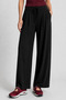 2116 Women's High Waist Wide Leg Modal Textured Trousers Black - 4