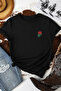 تي شيرت أسود كبير الحجم بنسبة 100% من القطن بتصميم Forever Rose مقاس T-XL - 2