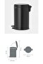 Matte Black Newicon 12L Pedal Trash Can - 2