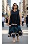 Elastic Waist Front Slit Capri Pants Japanese Sleeves Double Layered Blouse Plus Size Two-Piece Set - 5
