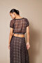 Combined Patterned Lace Top Brown - 4