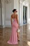 Slim Strap Chest Ribbed Slit Fish Evening Dress 582543   Powder - 3
