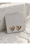 Steel Rose Gold Crush Heart Arley Earrings -Not Tarnish- - 2
