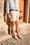 Pelio Beige Cotton Linen Men's Shorts - 3