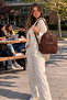 Brown Soft-Textured Leather-Look Women Backpack |   Brown Mt1571 - 2
