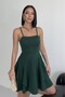 Slim Strap Skirt Fold Detail Evening Dress Emerald Graduation Dress - 2