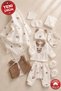 Teddy Bear Embroidered Vest Cotton Muslin Fabric 10 Piece Newborn Baby Boy Hospital Discharge Bodysuit Set Boxed - 2