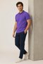 Men's Purple Polo Collar Short Sleeve Regular Fit Pique Knitted Summer Sports T-Shirt - 4