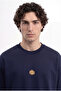 Men's Seal Printed Double Face Oversize T-Shirt Midnight Blue - 2
