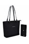 Justpolo Women's Large Size 3-Compartment Shoulder Bag and Wallet Combination
