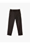 Straight Fit Pike Fabric Pocketed Relaxed Cut Pants with Lace-Up Waist - 3