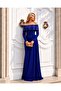 Cobalt Blue Off-Shoulder Long Evening Dress Flowres Fabric 583405 - 6