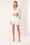 100% Linen Double Pocket Oversize Long Sleeve White Women's Shirt - Liva