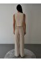 Pera Linen Gold Buttoned 2-Piece Vest and Trousers Cream Set - 4