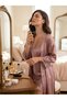Sequin Detailed Satin Short Nightgown and Robe Set-Bridal & Honeymoon Collection - 3