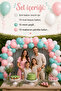 Mint Green, Pink, White, Pastel Birthday Balloon Chain Decoration Set - 2