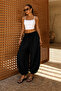 Black Balloon Trousers with Elastic Cuffs and Tie at the Waist Sh390 - 2