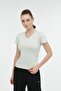 W-ct132 Basic Modal V Nec Pastel Green Women's Short Sleeve T-shirt