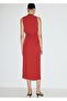 Drape midi elbise - 4