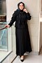 Marex Collar Pearl Embellished Ruffle Blouse Pleated Skirt Evening Dress Set