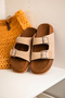 Lorenzo Beige Double Buckle Lightweight Cork Sole Men's Slippers