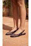 Women's Brown Polka Dot Open Back Satin Buckle Ballerinas 1cm Byndmtf03 - 6
