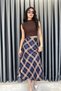 Baklava Pattern Chiffon Skirt-Navy Blue Dark Blue