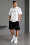 Men's Black Oversize Shorts Set Printed Modern Look Casual Style - 2
