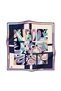Navy Blue Geometric Pattern Twill Silk - Lilac Color, 90X90 Planting Shape, Hand Sewing Scarf - 8