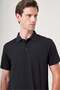 Black Polo Collar Short Sleeve Relaxed Fit Flexible Non-Fraying Collar Technology T-Shirt 1011260176 - 4
