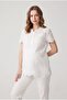 Women's Ecru Linen Scalloped Lace Maternity Pajama Set - 5