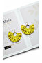 Gold Color Hoop Dangle Earrings – Yellow Black Polka Dot Satin Fabric Beaded Design - 6