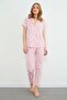 Leaf Patterned Shirt Collar Buttoned Pajama Set - 6