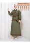 Khaki Green Hijab Dress - 7