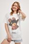Women's Teddy Bear Printed Oversize Summer White T-Shirt