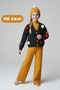 Girl's Black Pompom Knitwear Cardigan Sleeveless Inner Badi Knitwear Pants Beret 4-Piece Set