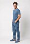 Özkan 1000-1-2-3 Men's 100% Cotton Single Jersey Front Placket Short Sleeve Plaid Pocket Pajama Set - 3